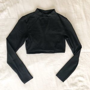 Mock Neck Long Sleeve Crop Top